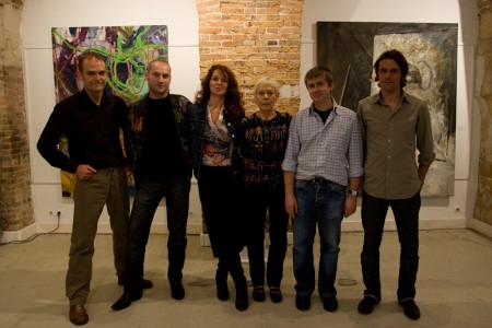 Le groupe de l'expo Possession, de gauche à droite : Gildas Josselin, Christophe Cusson, Marianne Guillou, Josette Cravic, Jean-Jacques Le Brouder, Antoine Dartige - © N. Cravic